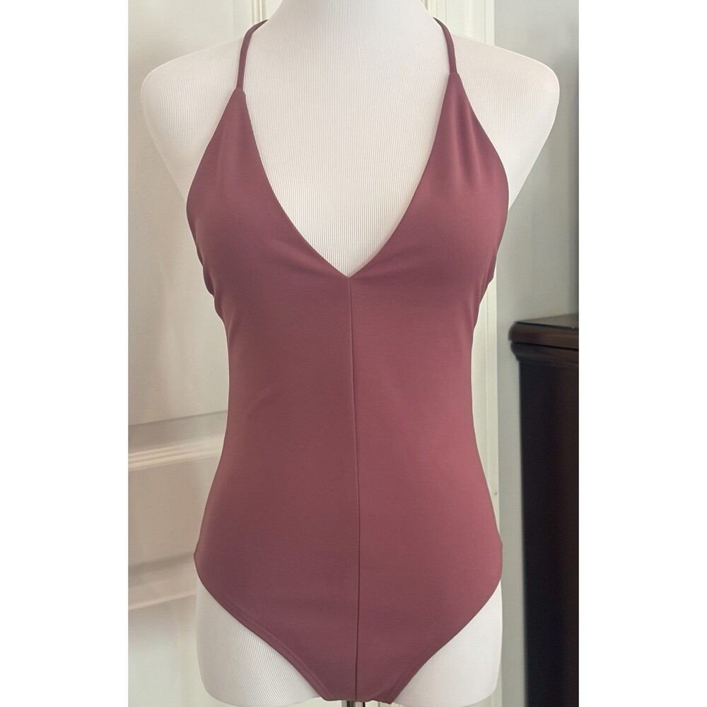 TOBI Women’s Deep Plunge Plum Bodysuit Size S/P